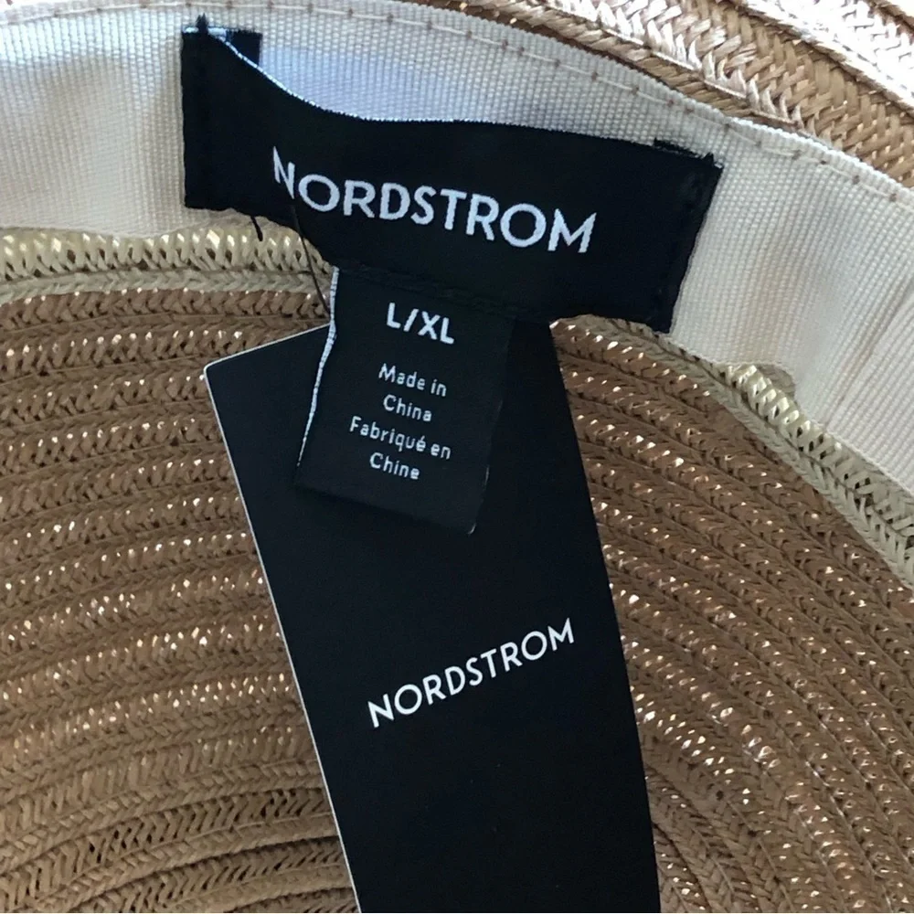 Nordstrom NWT Straw Sun Hat Dark Combo Size L-XL
